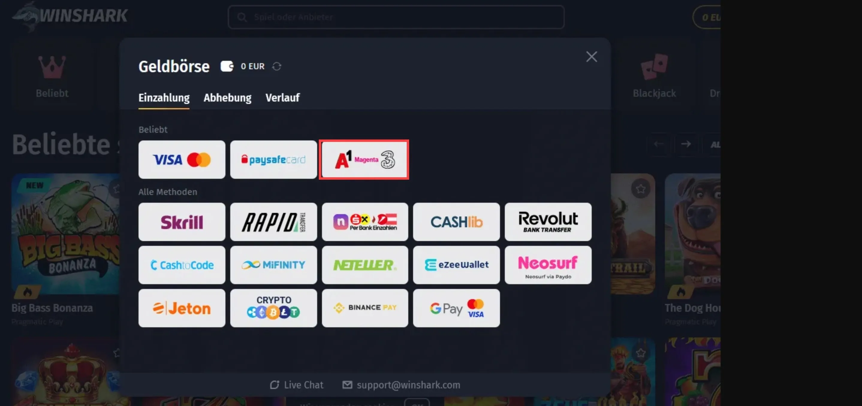 Winshark Casino Magenta Winshark Casino mit Magenta einzahlung