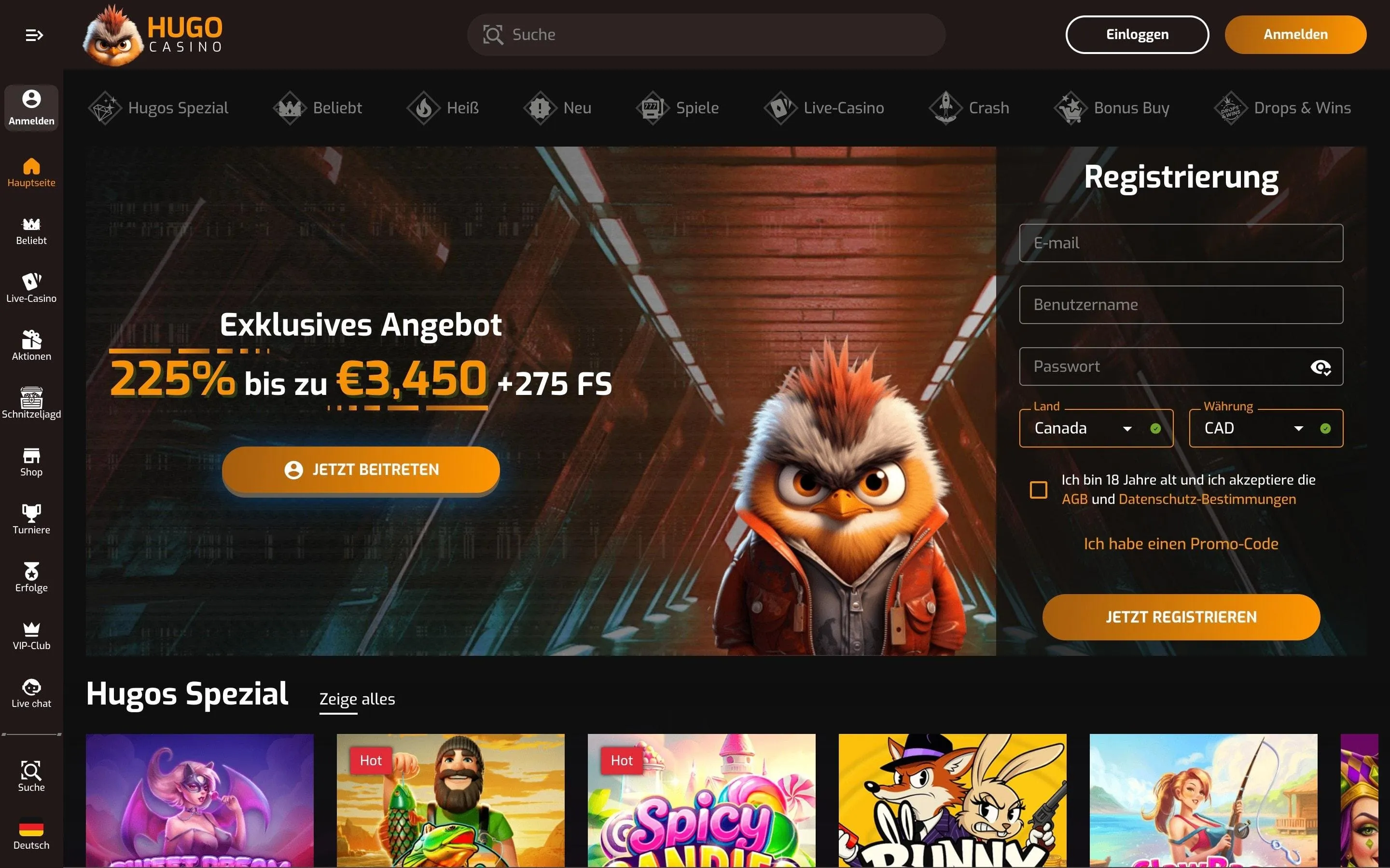 Hugo Casino mit 10 euro einzahlung