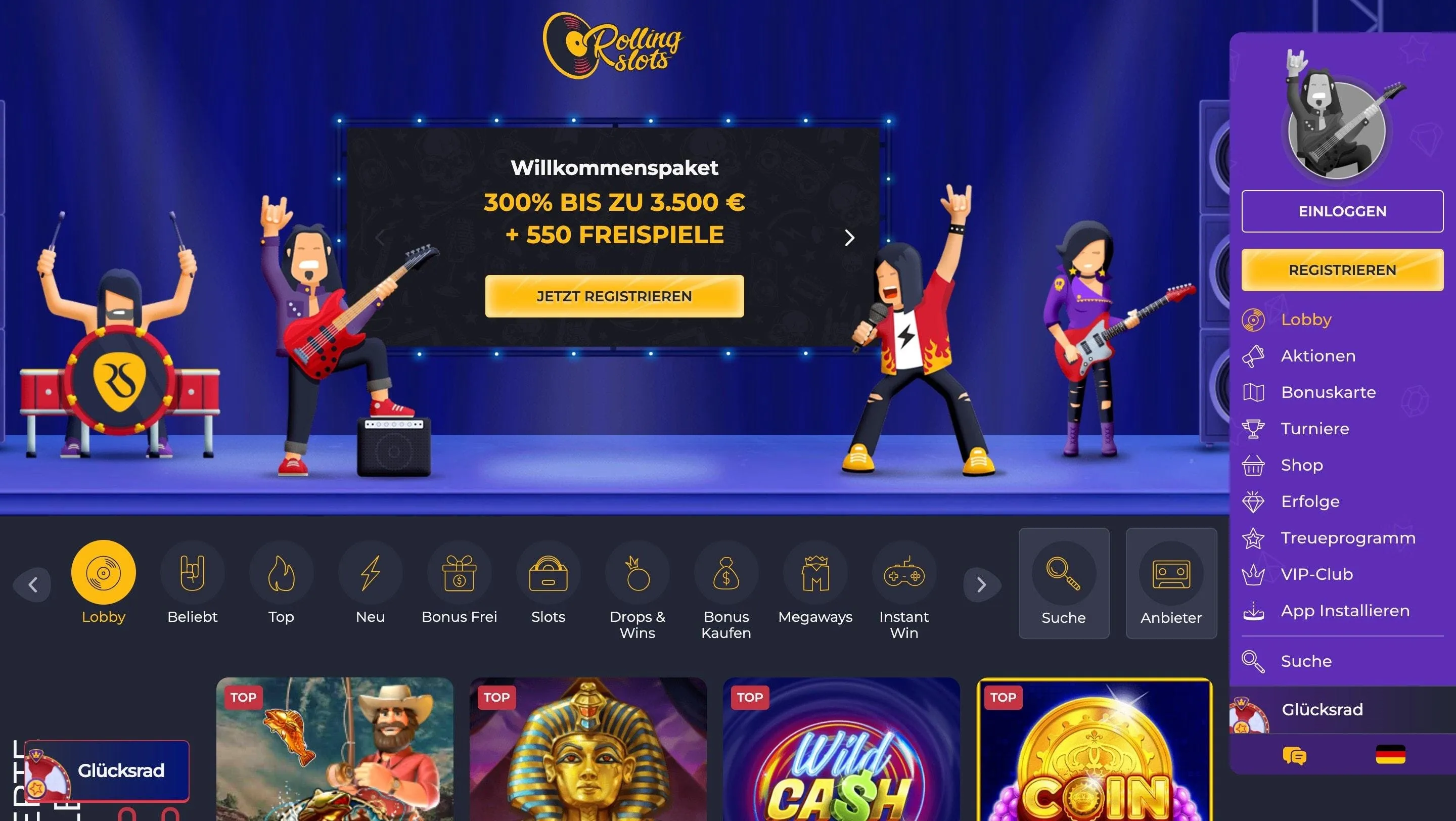 Rolling Slots Casino mit 10 euro einzahlung